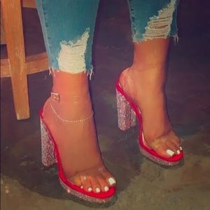 women high-heeled rhinestone sandals